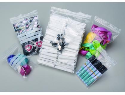 SACHET TRANSPARENT ECOCLIP POLYETHYLENE BASSE DENSITE    FERMETURE ZIP TROU PBAG06     6MM 8X12CM 100 UNITES
