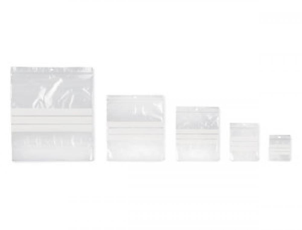 SACHET TRANSPARENT ECOCLIP POLYETHYLENE BASSE DENSITE    BANDES BLANCHES FERMETURE ZIP TROU PBAG5B     7X10CM 1000