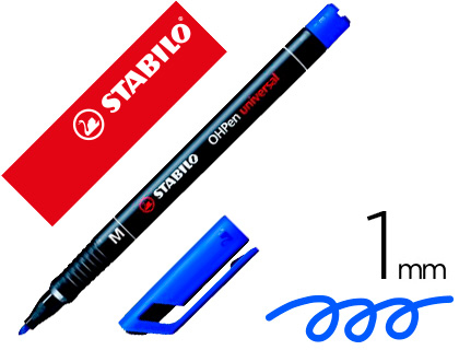 STYLO-FEUTRE STABILO OHP PEN PERMANENT POINTE MOYENNE 1MM ENCRE INDLBILE MULTI-SUPPORTS AGRAFE COLORIS BLEU