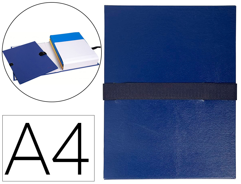 CHEMISE EXACOMPTA RABAT EN PIED BALACRON FORMAT A4 24X32CM DOS EXTENSIBLE 13CM SANGLE SCRATCH COLORIS BLEU FONC