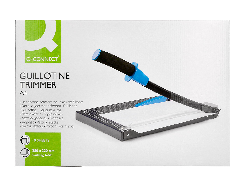 CISAILLE Q-CONNECT MÉTAL FORMAT A4 CAPACITÉ COUPE 10F PRESSION MANUELLE 60X300X350MM