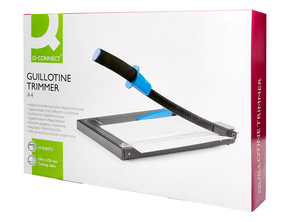 CISAILLE Q-CONNECT MÉTAL FORMAT A4 CAPACITÉ COUPE 10F PRESSION MANUELLE 60X300X350MM
